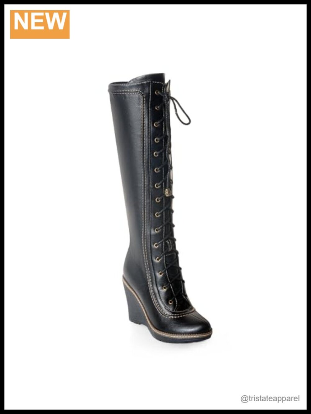 Women's Faux Leather Wedge Knee High Boots Round Toe Zip